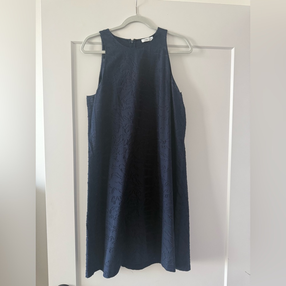 Vince Midnight Blue Textured Midi Dress